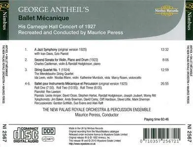 The New Palais Royale Orchestra & Percussion Ensemble, Maurice Peress - George Antheil: Ballet Mecanique (1992) Reissue 2010