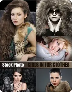 Girls in fur clothes - Stock Photo