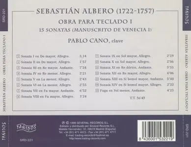 Sebastián Albero - Obra para Teclado I: 15 Sonatas (Manuscrito de Venecia I) - Pablo Cano (1999) {Tañidos SRD-221}