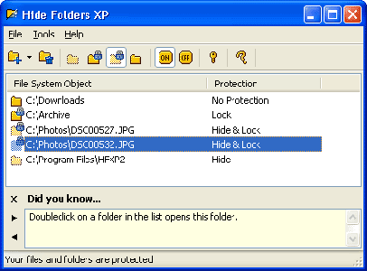 Hide Folders XP version 2.3