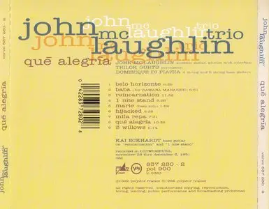 John McLaughlin Trio - Que Alegria (1992) [repost]