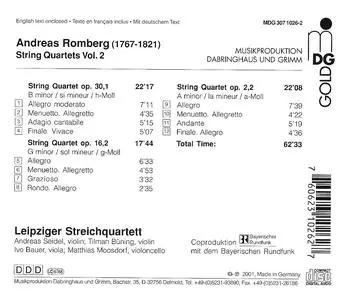 Leipziger Streichquartett - Andreas Romberg: String Quartets, Vol.2 (2001)
