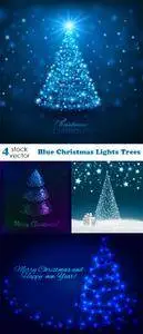 Vectors - Blue Christmas Lights Trees