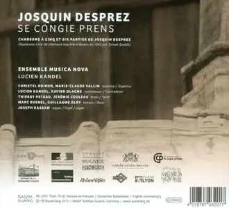 Ensemble Musica Nova, Lucien Kandel - Josquin Desprez: Se Congie Prens (2013)