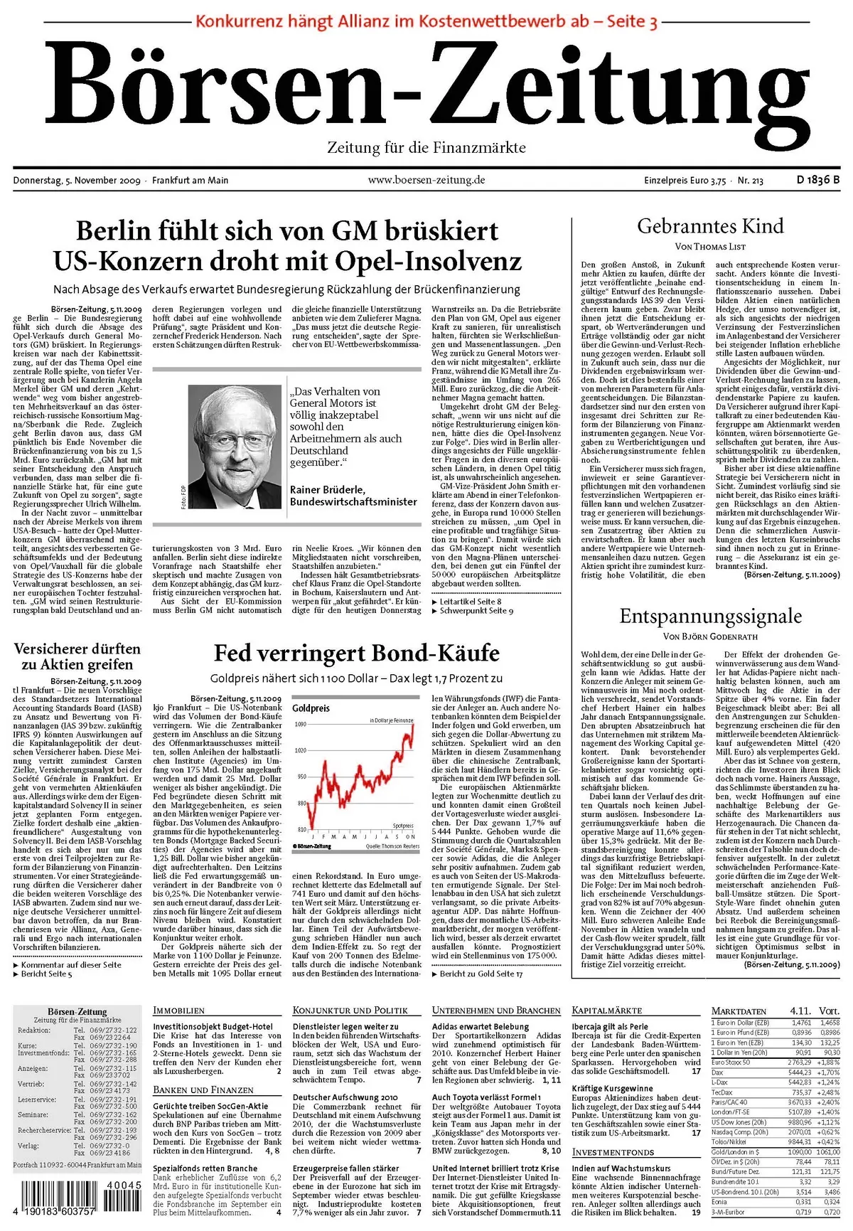 Boersenzeitung vom 5. November 2009