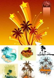 Summer & Beach Background Vector Mix