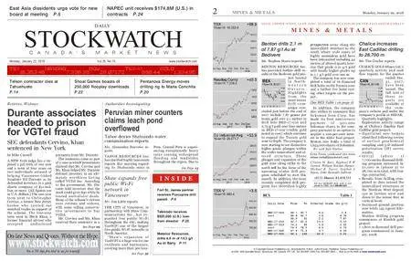 Stockwatch - Canada Daily – January 22, 2018