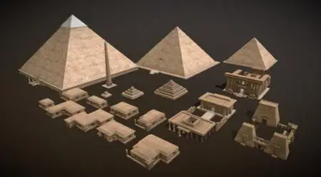 Ancient egyptian pharaohs buildings 3D models