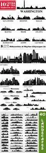 Vectors - Silhouettes of Skyline Cityscapes 20