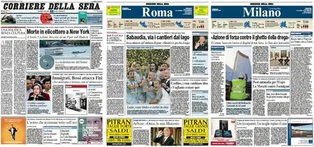 Corriere della Sera Nazionale piu' edizioni di Roma e Milano (09/08/2009)