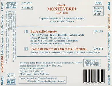 Claudio Monteverdi - Ballo delle Ingrate / Combattimento di Tancredi e Clorinda (1996, Naxos # 8.553322)