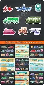 Transport stickers and banners vector