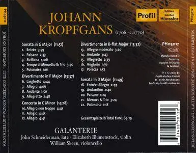Galanterie, John Schneiderman - Johann Kropfgans: Lute Concerto, Sonatas & Divertimentos (2005)