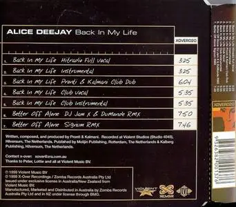 Alice Deejay - Back In My Life (Australasia CD5) (1999) {X-Over Recordings}