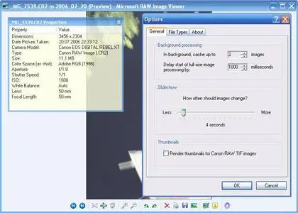 Microsoft RAW Image Thumbnailer and Viewer for Windows XP