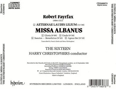 Harry Christophers, The Sixteen - Robert Fayrfax: Missa Albanus (1988)