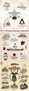 Vectors - Vintage Christmas Labels Mix