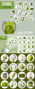 School & tea icons