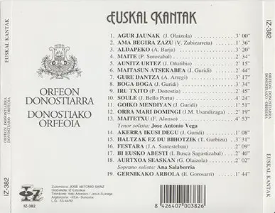Orfeón Donostiarra - Euskal Kantak [Iz Estudioa IZ-382] (1992)