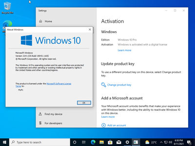 Windows 10 Pro 21H1 10.0.19043.1165 (x86/x64) Multilingual Preactivated August 2021