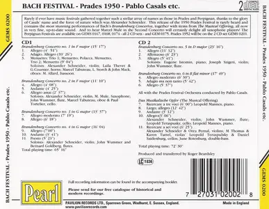 Pablo Casals - Bach Festival: Prades 1950, Volume 1 (2003)