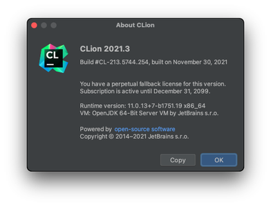 CLion 2021.3 macOS