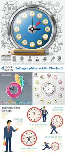 Vectors - Infographics with Clocks 2