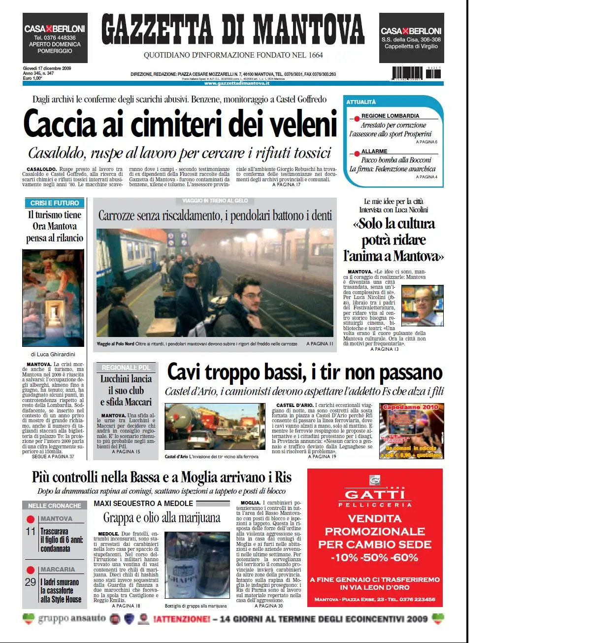 LA GAZZETTA DI MANTOVA DEL 17 DICEMBRE 2009