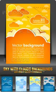 Stock Vector - Sky with Clouds Backgrunds