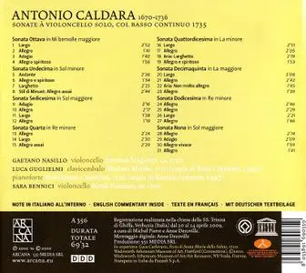 Gaetano Nasillo, Luca Guglielmi, Sara Bennici - Antonio Caldara: Sonate à violoncello solo, col basso continuo (2010)