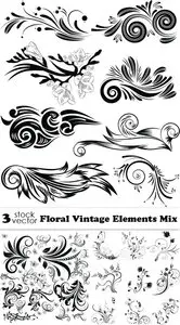 Vectors - Floral Vintage Elements Mix