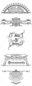 Vintage Ornaments and Brushes Vector Set 10
