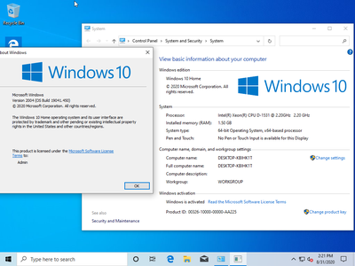 Windows 10 Home 20H1 2004.19041.450 (x86/x64) Multilanguage Preactivated August 2020