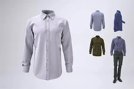 Mens Long Sleeve Dress Shirt Mock-Up
