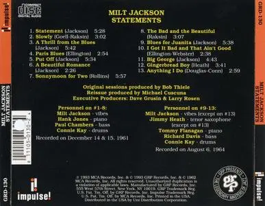 Milt Jackson - Statements (1961) {Impulse! GRD-130 rel 1993, remastered & expanded}