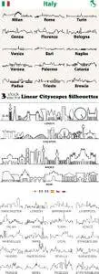 Vectors - Linear Cityscapes Silhouettes