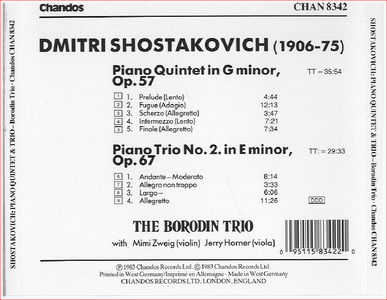 The Borodin Trio - Shostakovich: Piano Quintet Op.57 & Trio No.2 Op.67 (1983)