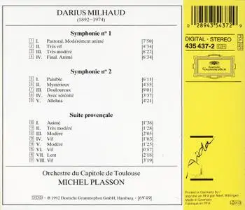 Orchestre du Capitole de Toulouse, Michel Plasson - Milhaud: Symphonies Nos. 1 & 2, Suite Provençale (1992)