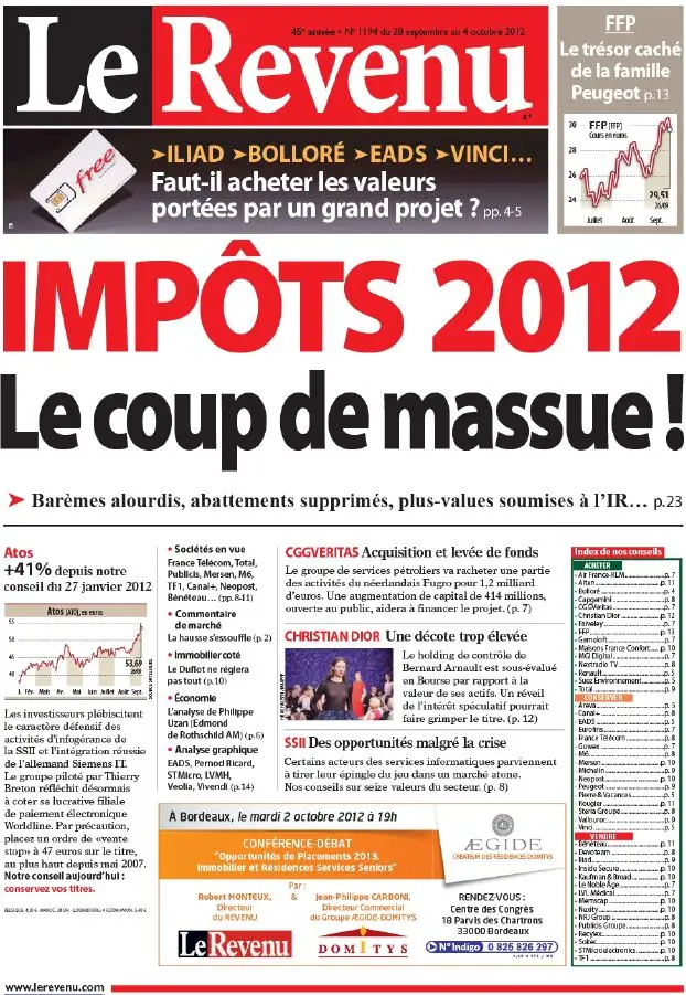 Le Revenu Hebdo Bourse 1194 - 28 Septembre au 4 Octobre 2012