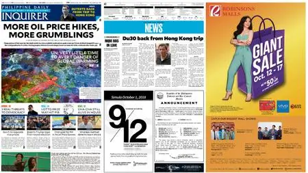 Philippine Daily Inquirer – October 09, 2018