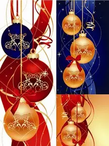 Vector christmas balls with ribbon