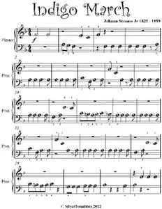 «Indigo March Beginner Piano Sheet Music» by Johann Strauss Jr