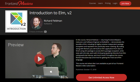 Frontendmasters - Introduction to Elm, v2 (2018)