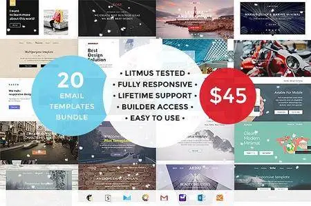 CreativeMarket - 20 Email templates bundle + Builder