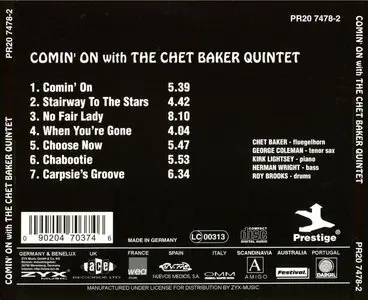 Chet Baker – Comin’ On With The Chet Baker Quintet (OJC-Prestige 1965)(20-Bit SBM Remastered)