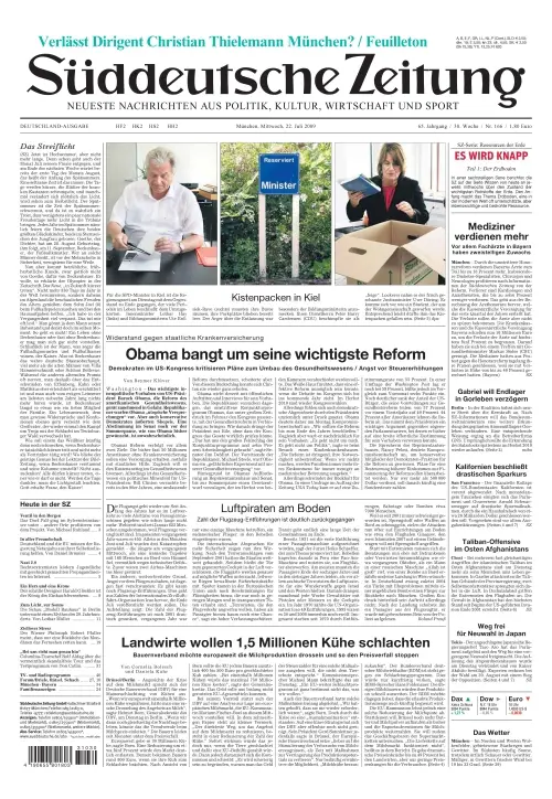 Sueddeutsche Zeitung vom 22.07.2009