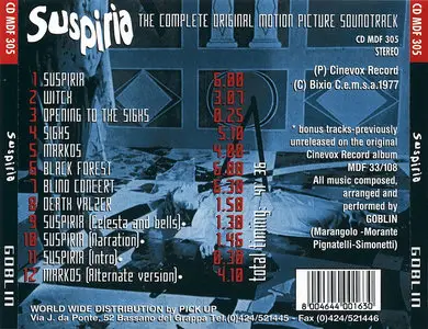 Goblin - Suspiria (1977) [1997, Remastered, Cinevox, CD-MDF 305]
