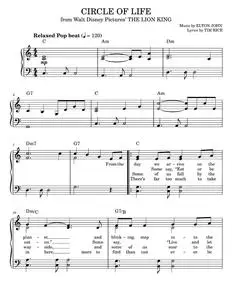 Circle Of Life (from The Lion King) - Elton John, The Lion King (Easy Piano)