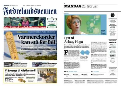 Fædrelandsvennen – 25. februar 2019