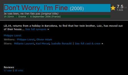 Je vais bien, ne t'en fais pas / Don't Worry, I'm Fine (2006)